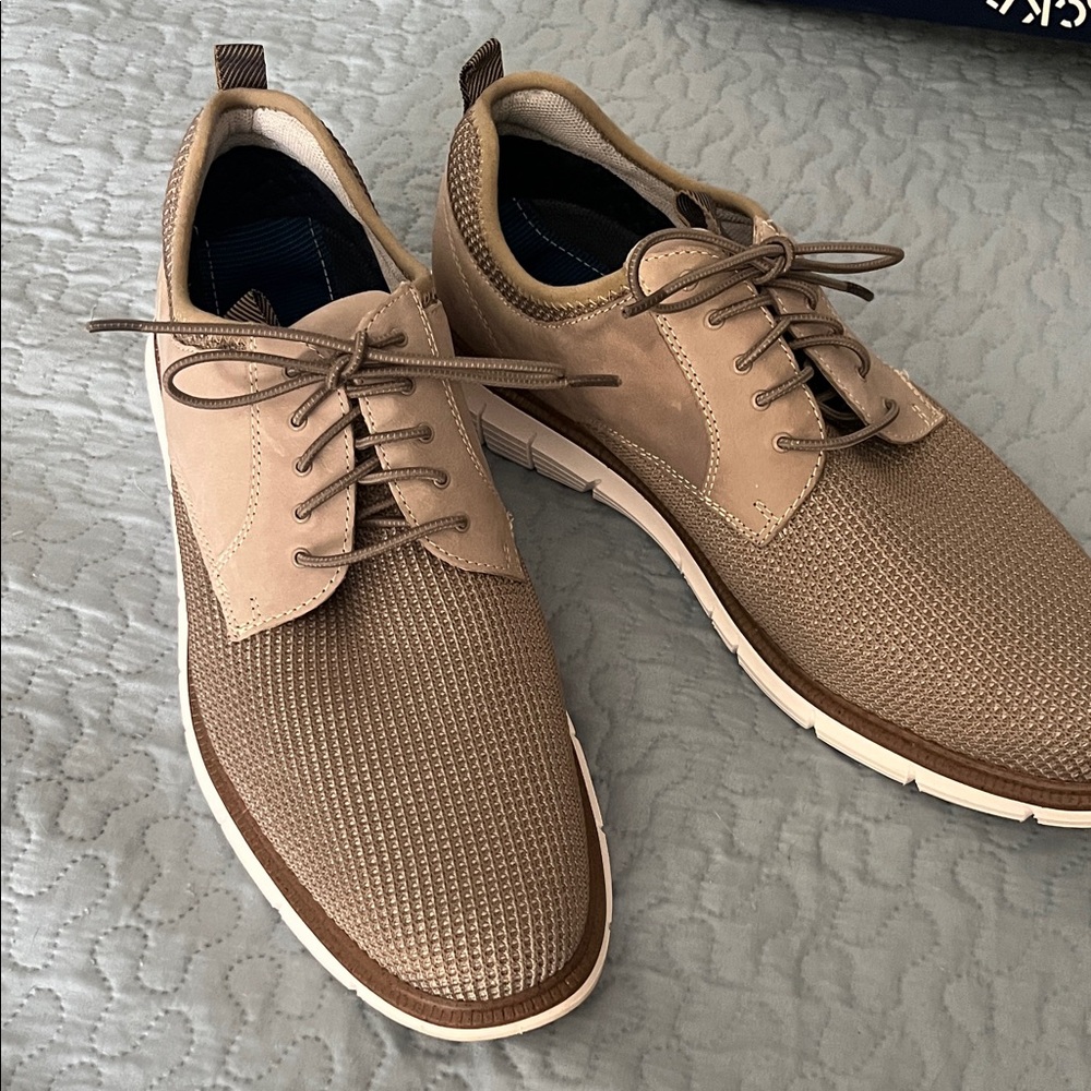 Dockers Men's Taupe Knit & Smooth Lace-Up Oxfords